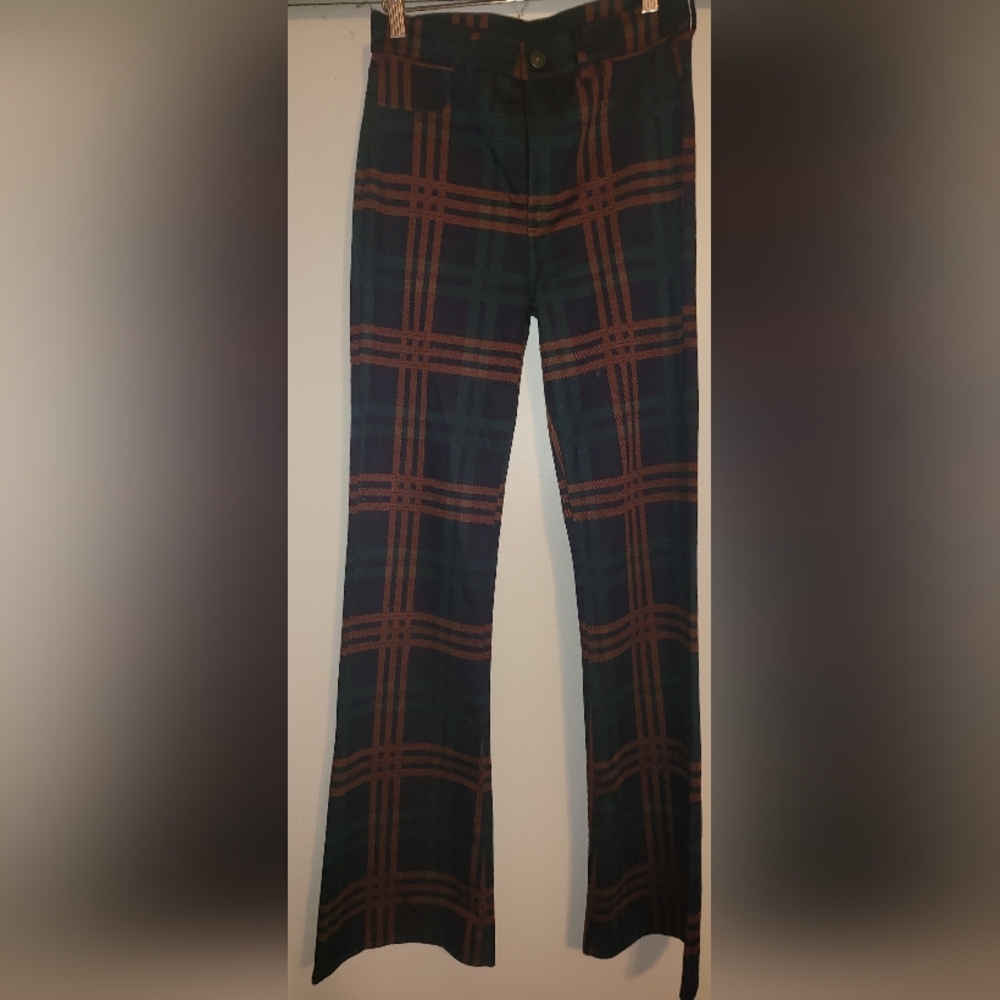 American Eagle Plaid Flared Pants, Size: 4 Long